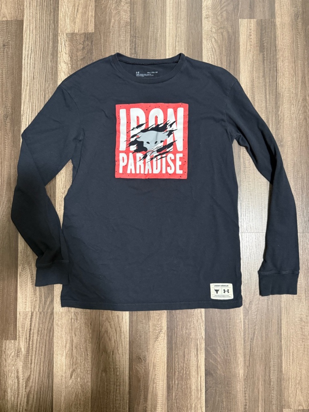 Under Armour Black Tee with Cream Logo Patch